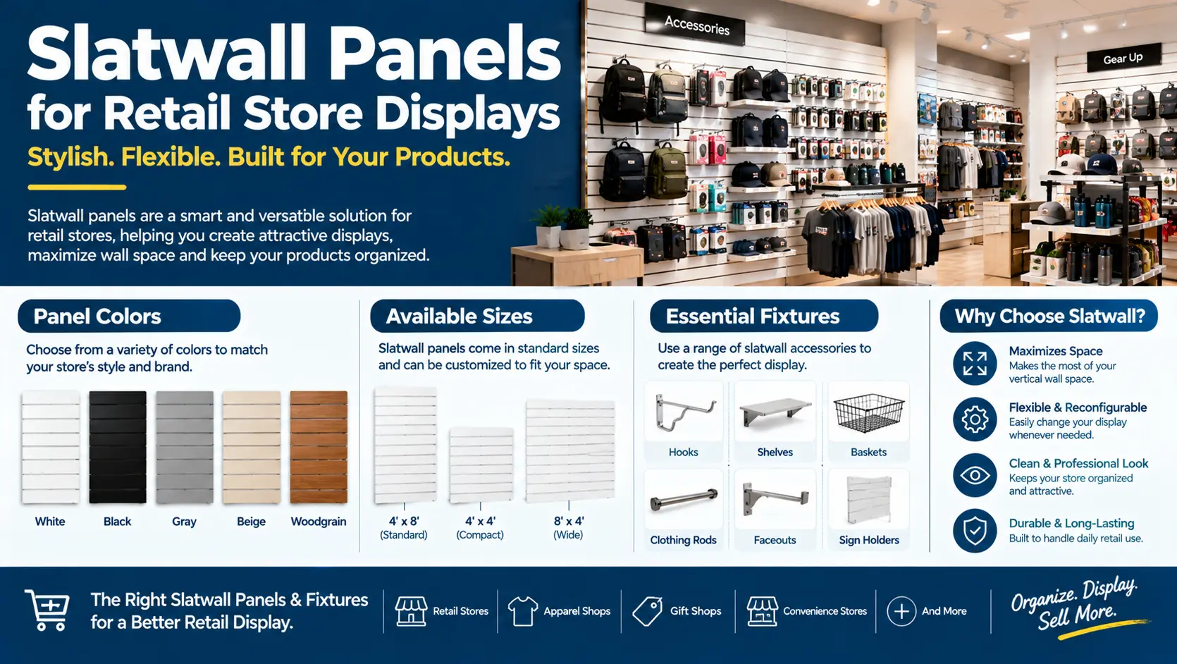 Slatwall Panels for Retail Store Displays